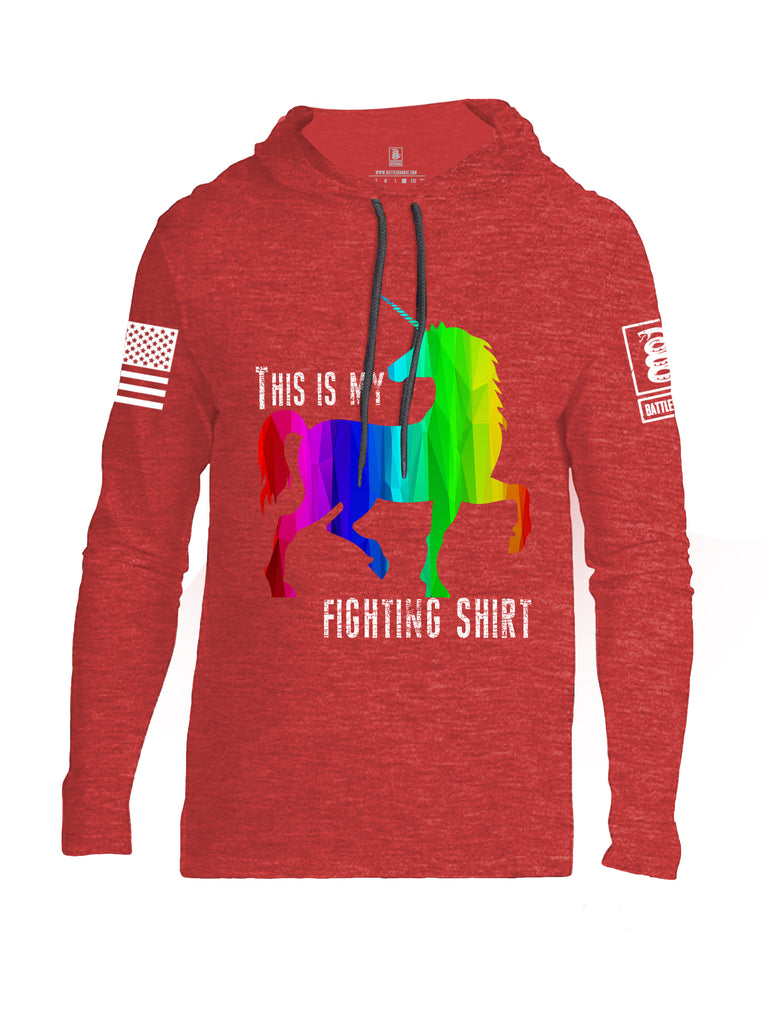 Battleraddle This Is My Fighting Shirt White Sleeve Print Mens Thin Cotton Lightweight Hoodie