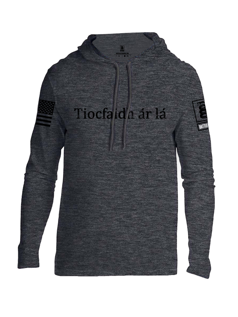 Battleraddle Tiocfaidh ar la Black Sleeve Print Mens Thin Cotton Lightweight Hoodie