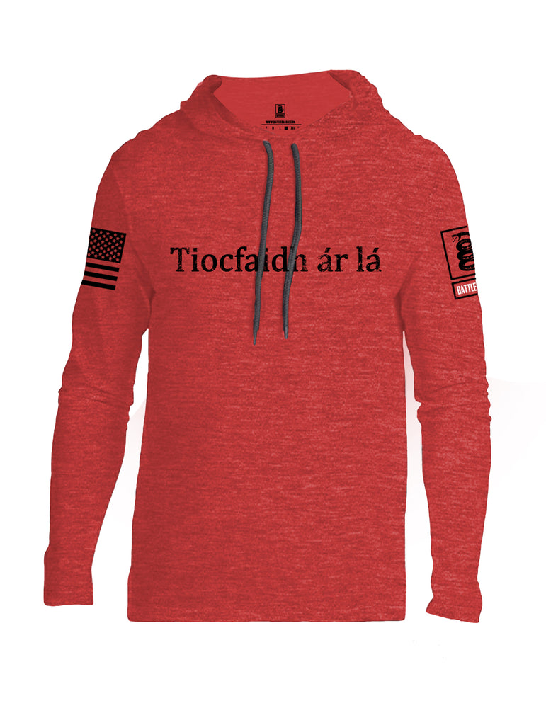 Battleraddle Tiocfaidh ar la Black Sleeve Print Mens Thin Cotton Lightweight Hoodie