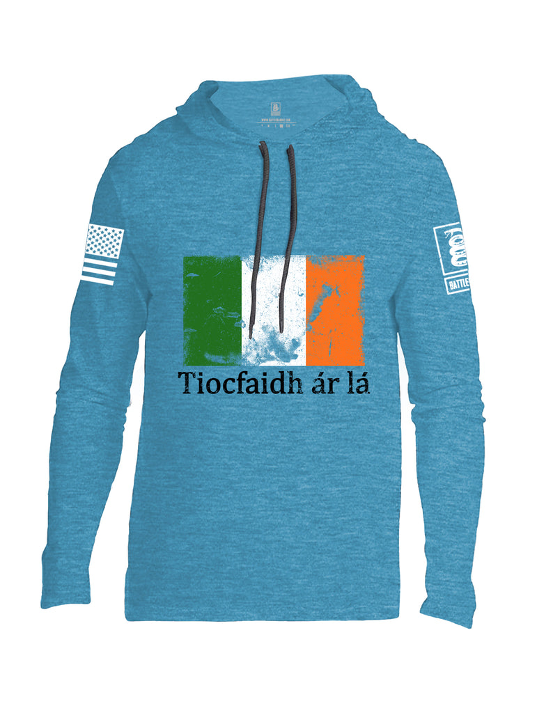 Battleraddle Tiocfaidh ar la Irish Flag Black White Sleeve Print Mens Thin Cotton Lightweight Hoodie
