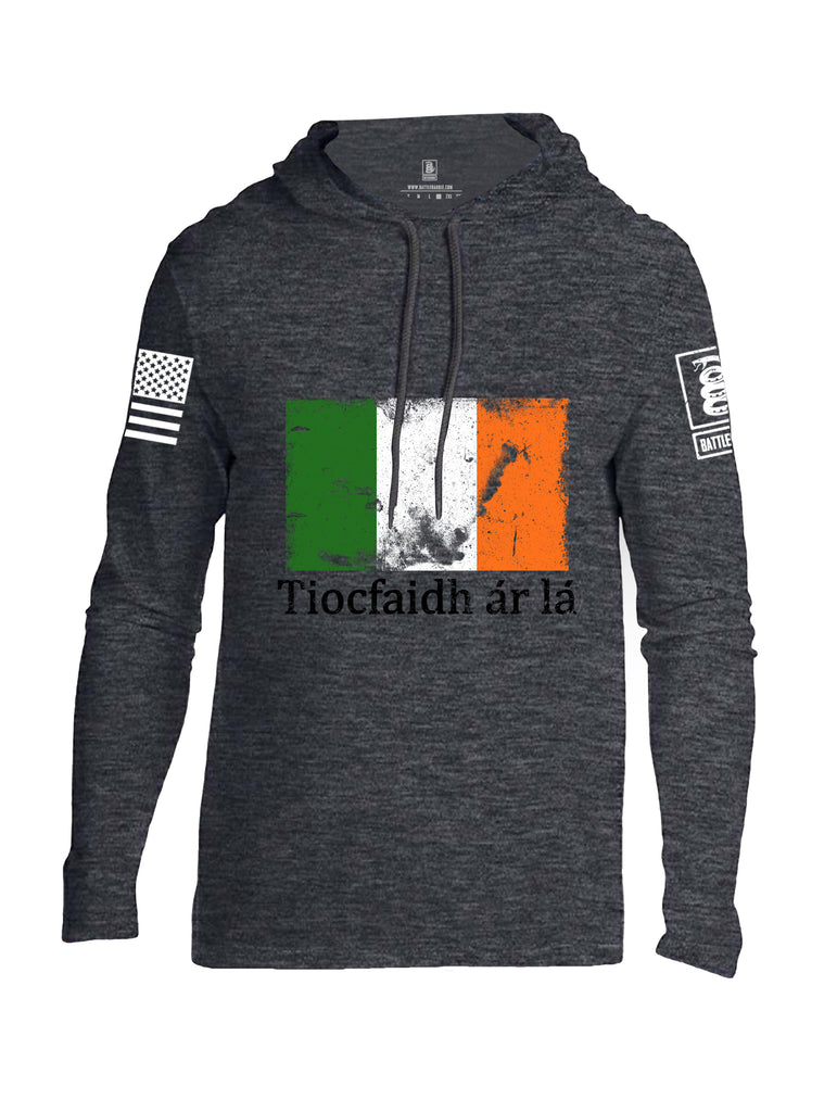 Battleraddle Tiocfaidh ar la Irish Flag Black White Sleeve Print Mens Thin Cotton Lightweight Hoodie