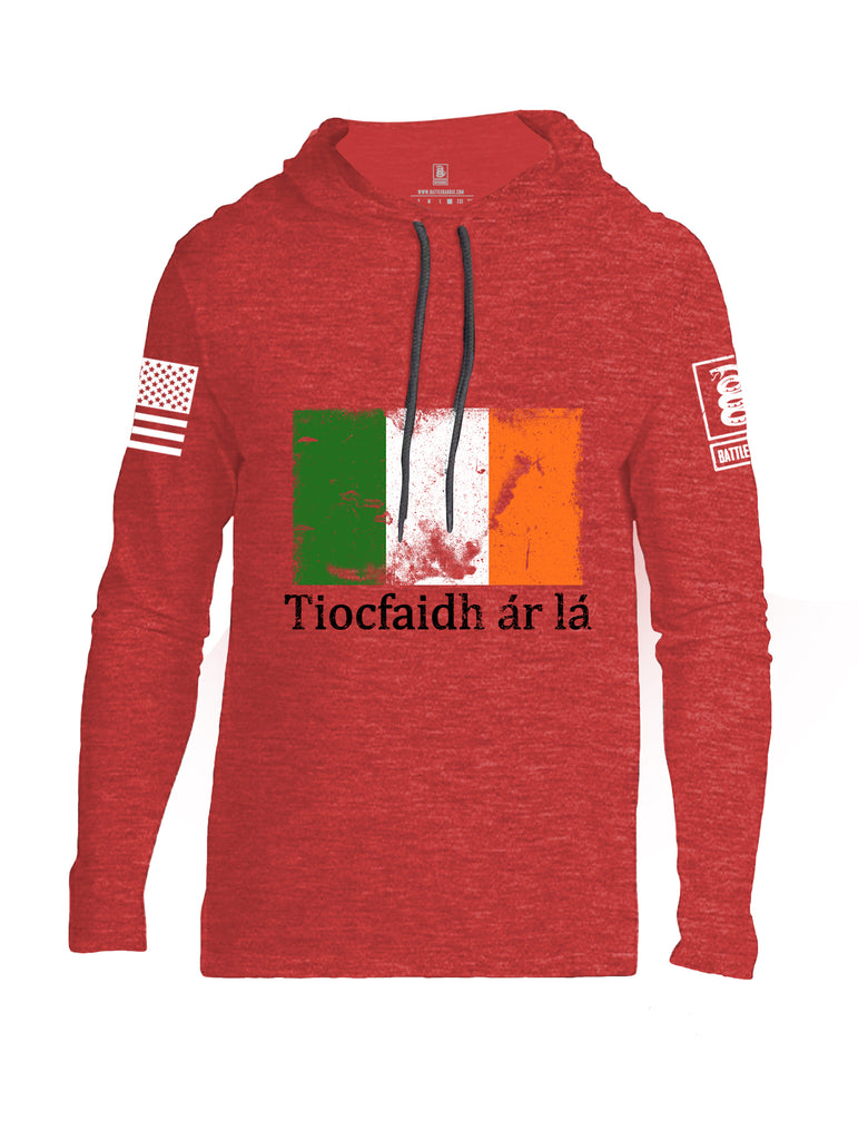 Battleraddle Tiocfaidh ar la Irish Flag Black White Sleeve Print Mens Thin Cotton Lightweight Hoodie