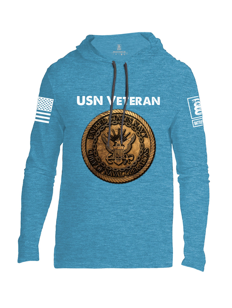Battleraddle USN Veteran Chief Of Naval Operations White Sleeve Print Mens Thin Cotton Lightweight Hoodie