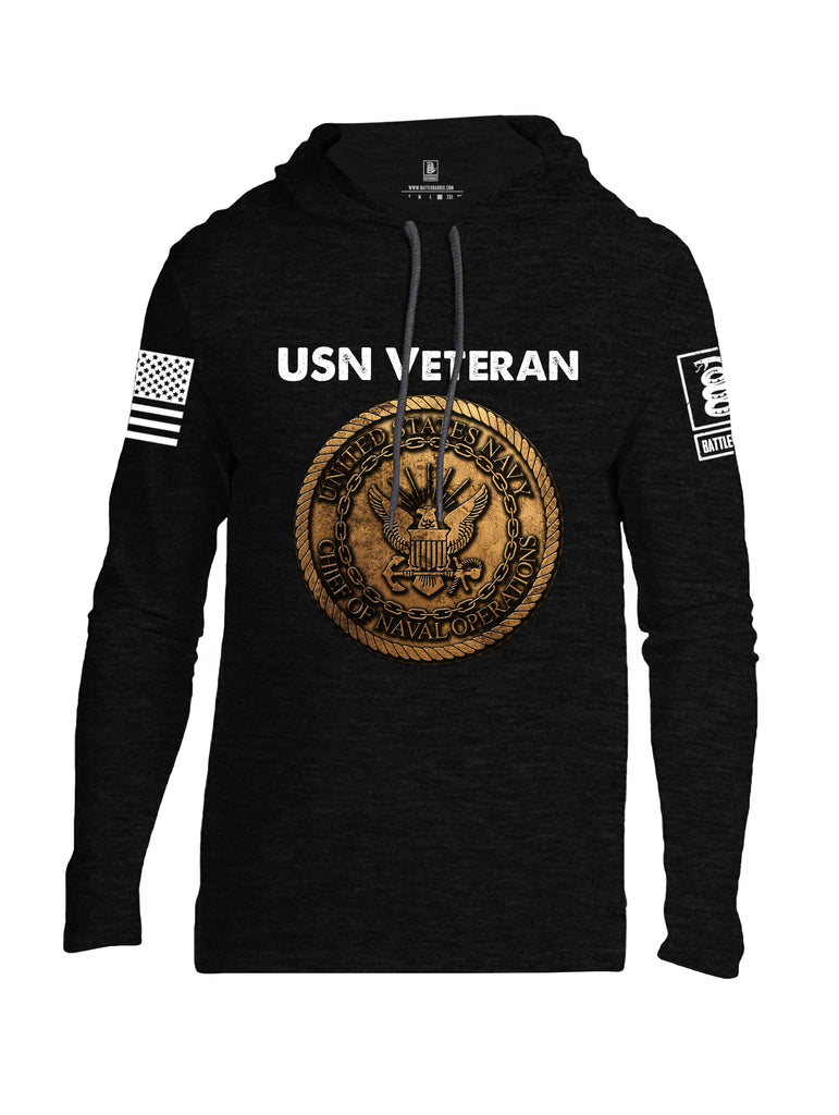 Battleraddle USN Veteran Chief Of Naval Operations White Sleeve Print Mens Thin Cotton Lightweight Hoodie