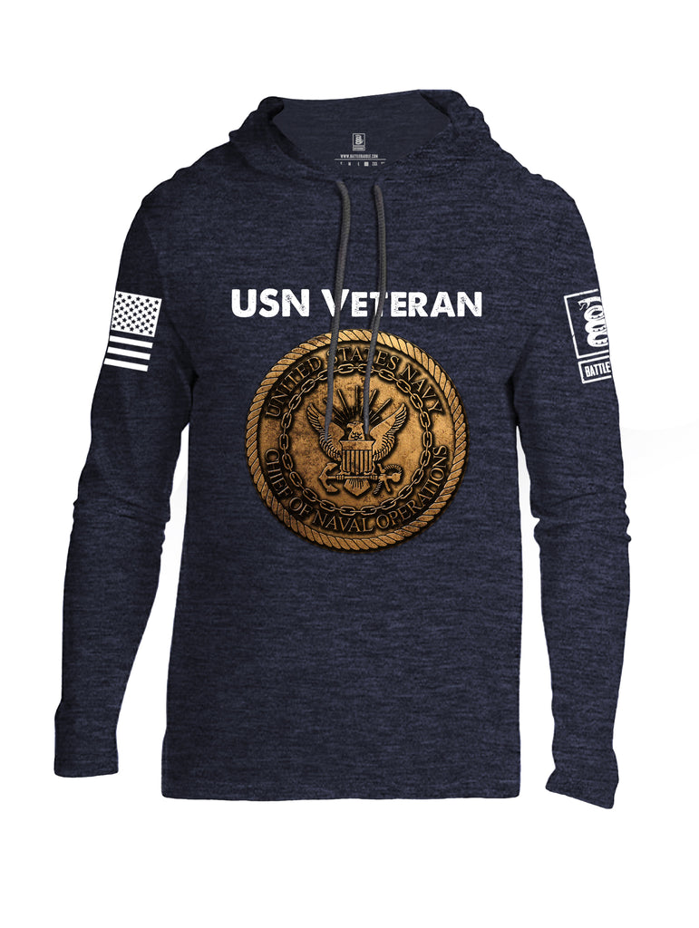Battleraddle USN Veteran Chief Of Naval Operations White Sleeve Print Mens Thin Cotton Lightweight Hoodie