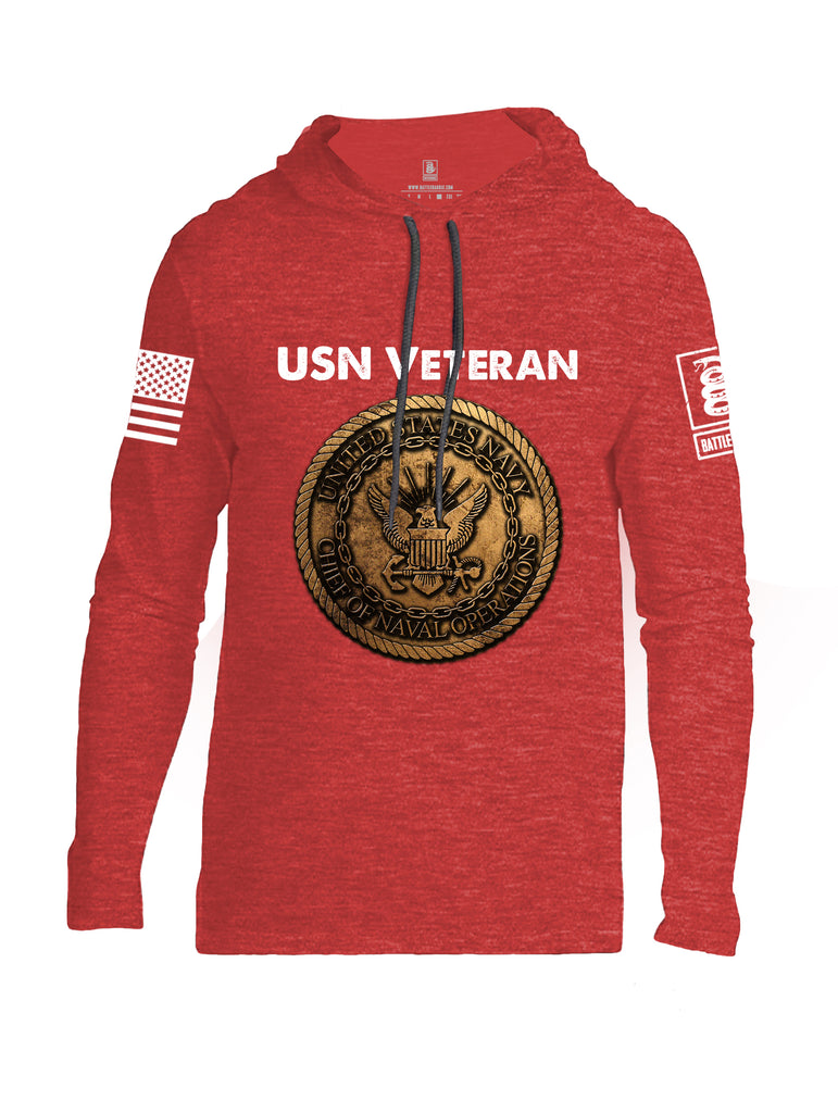 Battleraddle USN Veteran Chief Of Naval Operations White Sleeve Print Mens Thin Cotton Lightweight Hoodie