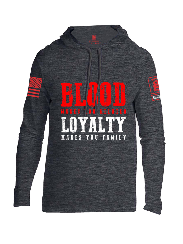 Battleraddle Blood Makes You Related Loyalty Makes You Family Red Sleeve Print Mens Thin Cotton Lightweight Hoodie