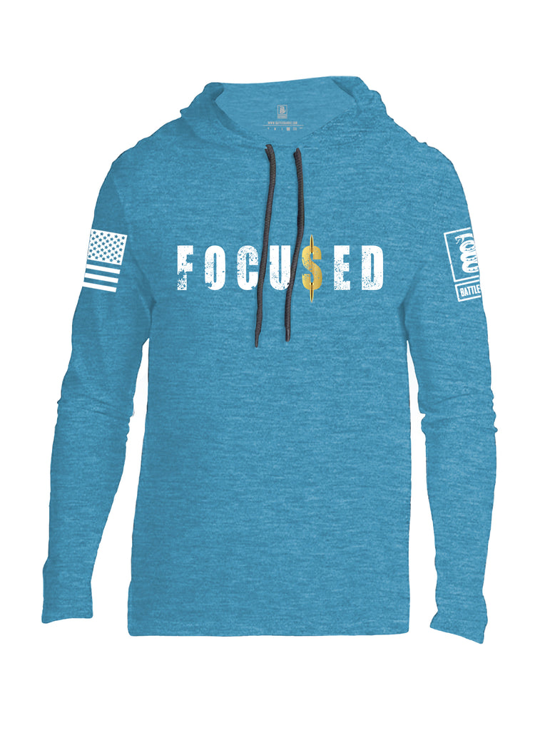 Battleraddle Focused White Sleeve Print Mens Thin Cotton Lightweight Hoodie