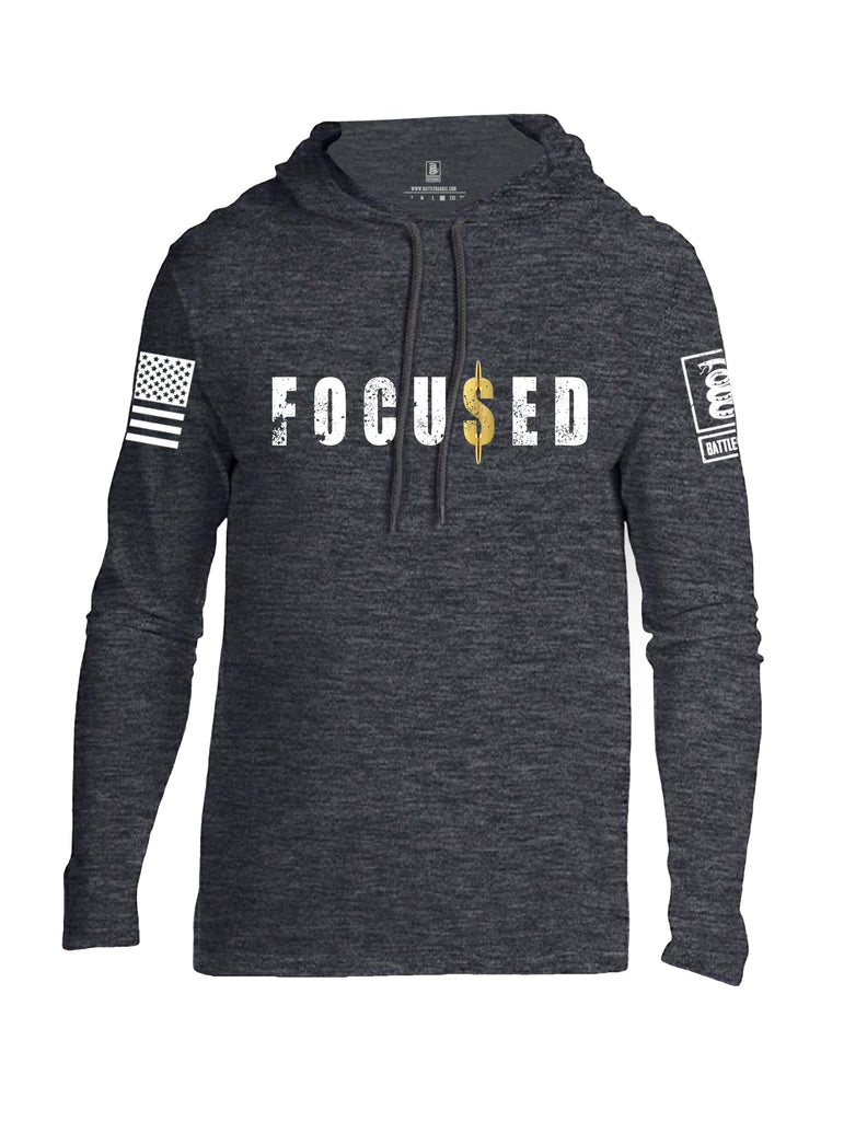 Battleraddle Focused White Sleeve Print Mens Thin Cotton Lightweight Hoodie