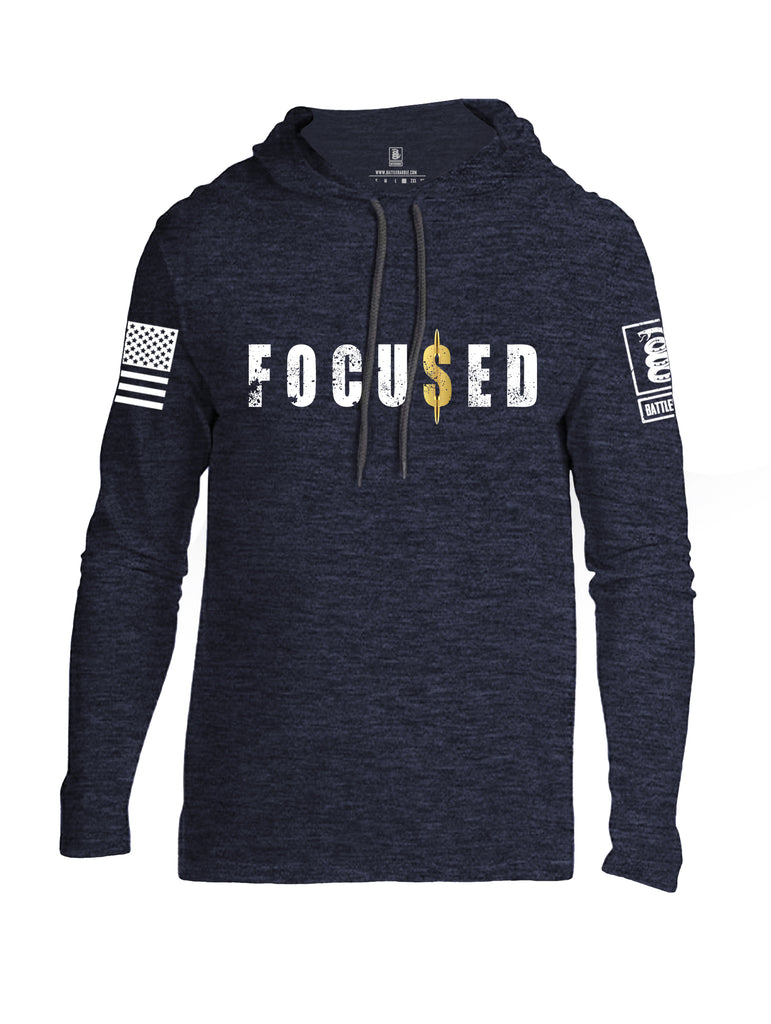 Battleraddle Focused White Sleeve Print Mens Thin Cotton Lightweight Hoodie