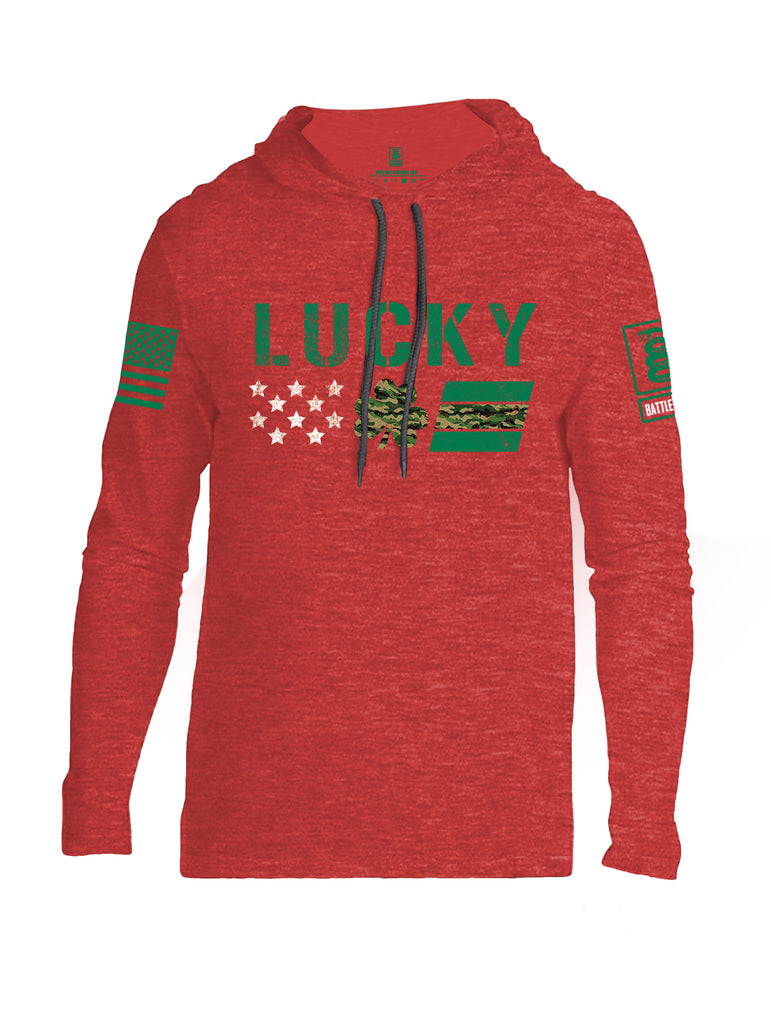 Battleraddle Lucky Leaf Green Sleeve Print Mens Thin Cotton Lightweight Hoodie