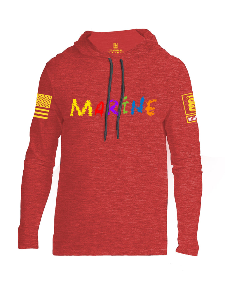Battleraddle Marine Yellow Sleeve Print Mens Thin Cotton Lightweight Hoodie