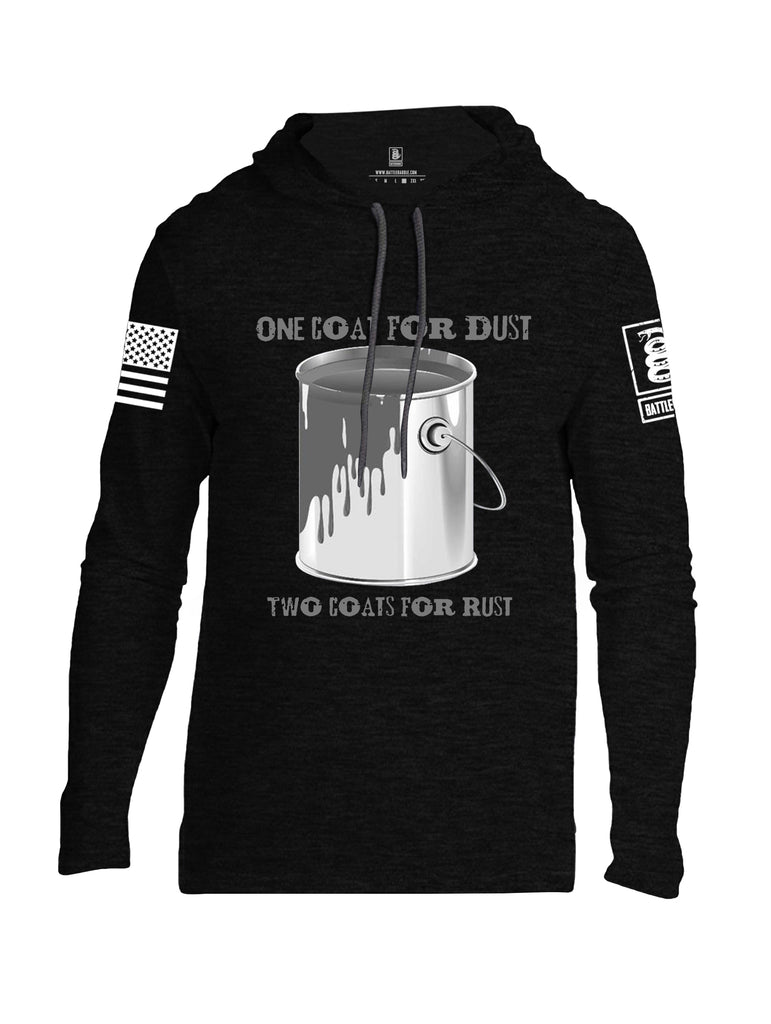 Battleraddle One Coat For Dust Two Coats For Rust White Sleeve Print Mens Thin Cotton Lightweight Hoodie