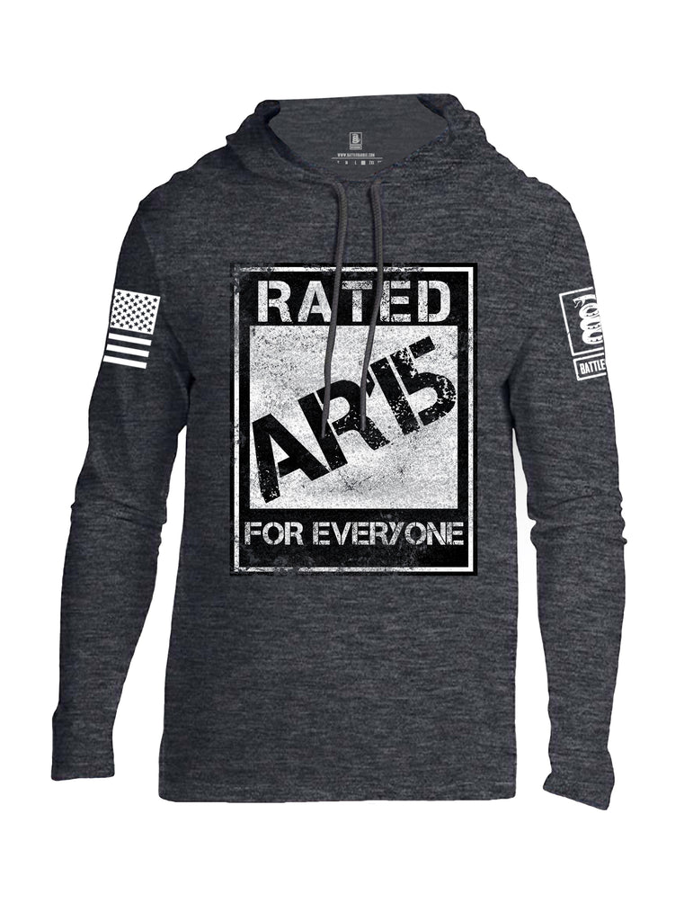 Battleraddle Rated AR15 For Everyone White Sleeve Print Mens Thin Cotton Lightweight Hoodie