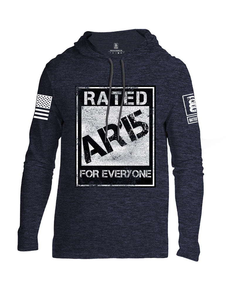 Battleraddle Rated AR15 For Everyone White Sleeve Print Mens Thin Cotton Lightweight Hoodie