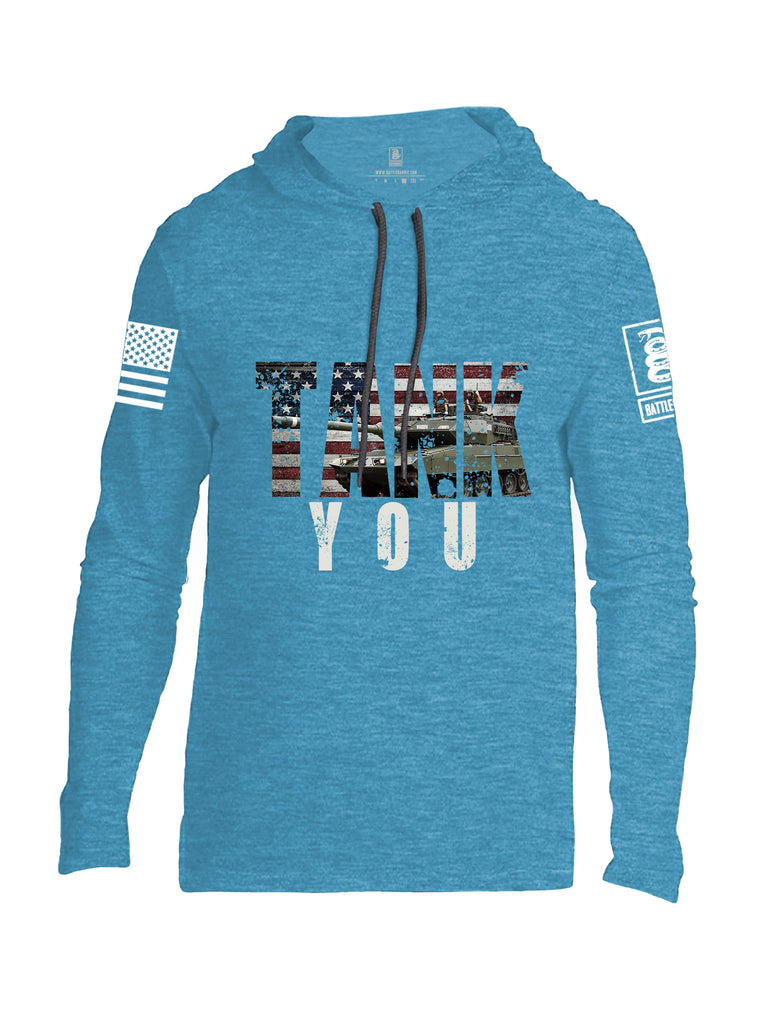Battleraddle Tank You White Sleeve Print Mens Thin Cotton Lightweight Hoodie