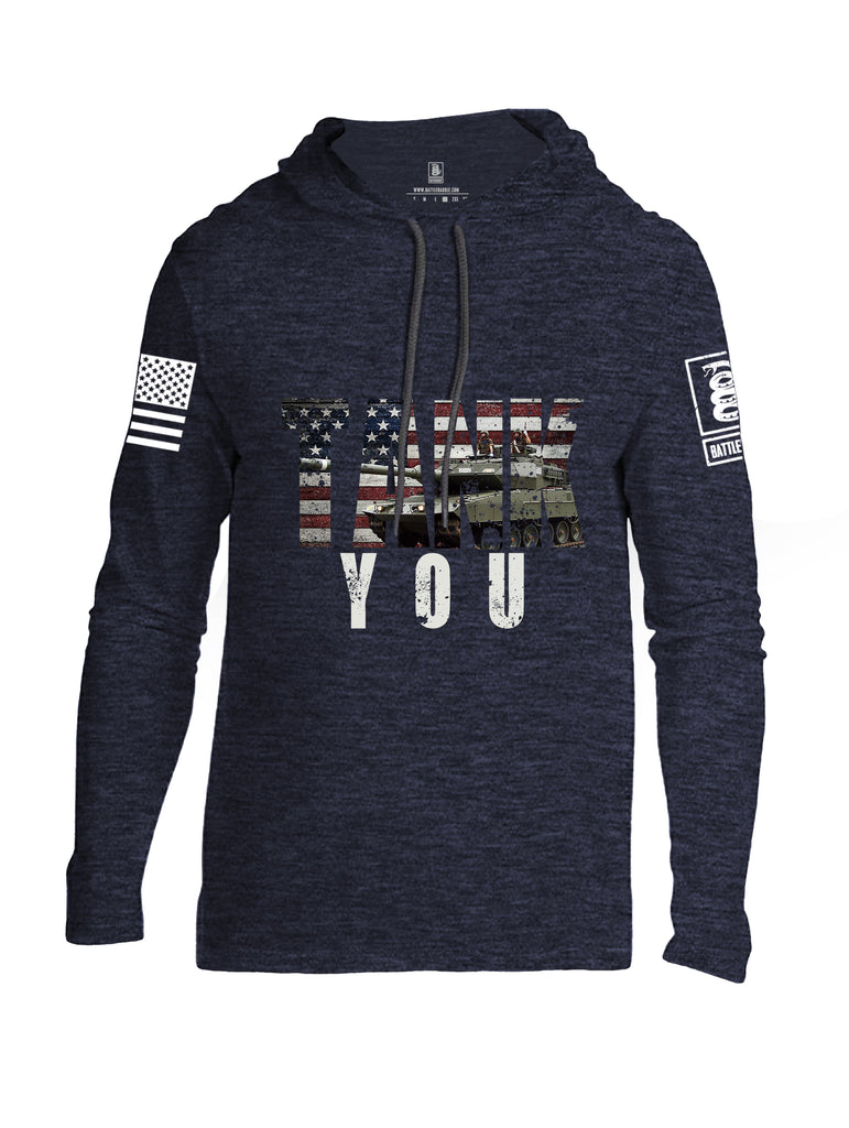 Battleraddle Tank You White Sleeve Print Mens Thin Cotton Lightweight Hoodie