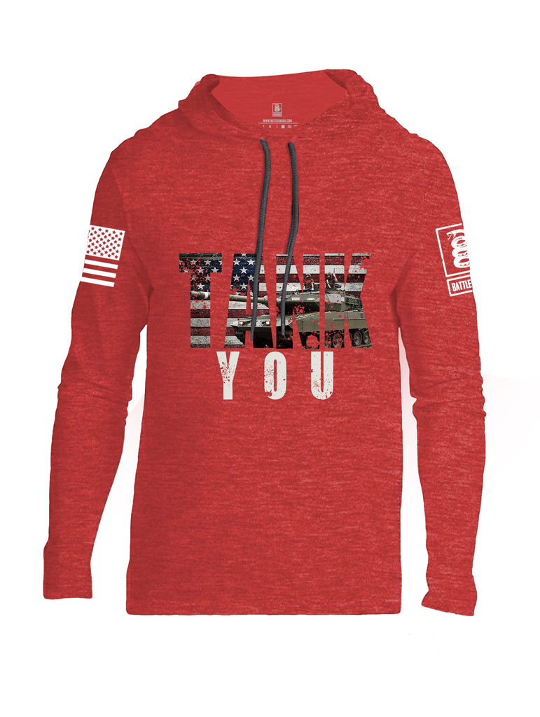 Battleraddle Tank You White Sleeve Print Mens Thin Cotton Lightweight Hoodie