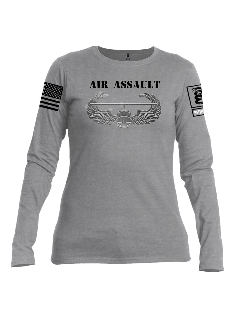 Battleraddle Air Assault Black Sleeve Print Womens Cotton Long Sleeve Crew Neck T Shirt