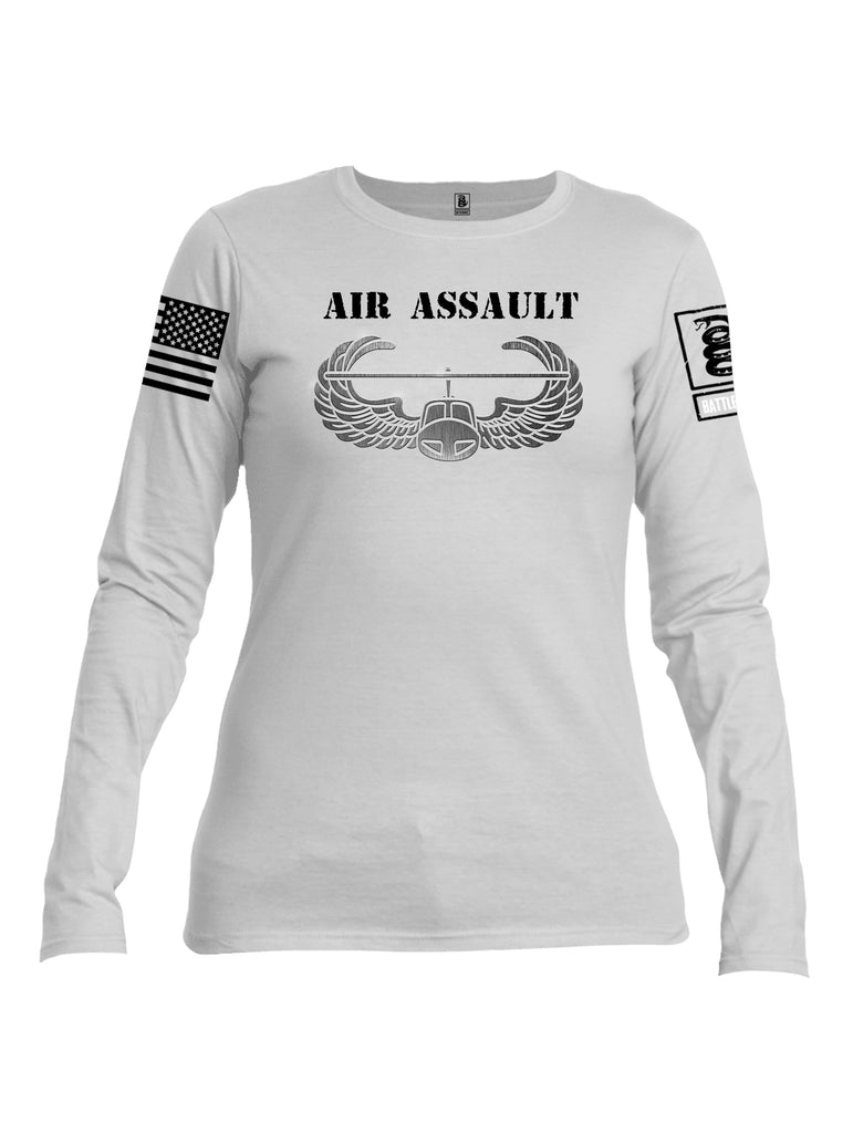 Battleraddle Air Assault Black Sleeve Print Womens Cotton Long Sleeve Crew Neck T Shirt