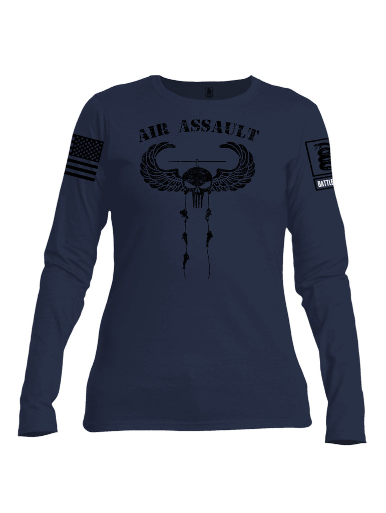Battleraddle Air Assault Expounder Black Sleeve Print Womens Cotton Long Sleeve Crew Neck T Shirt