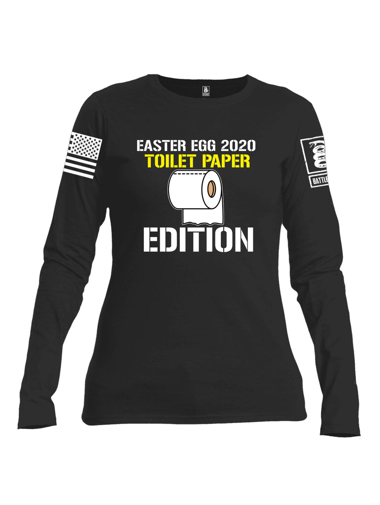 Battleraddle Easter Egg 2020 Toilet Paper Edition White Sleeve Print Womens Cotton Long Sleeve Crew Neck T Shirt