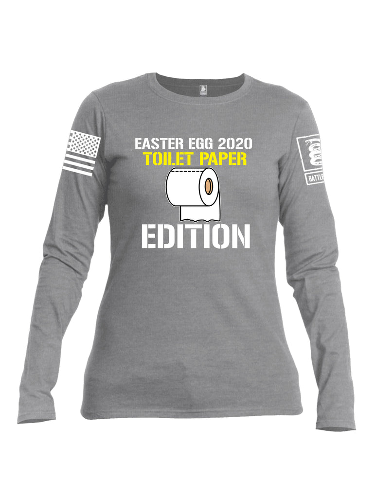 Battleraddle Easter Egg 2020 Toilet Paper Edition White Sleeve Print Womens Cotton Long Sleeve Crew Neck T Shirt