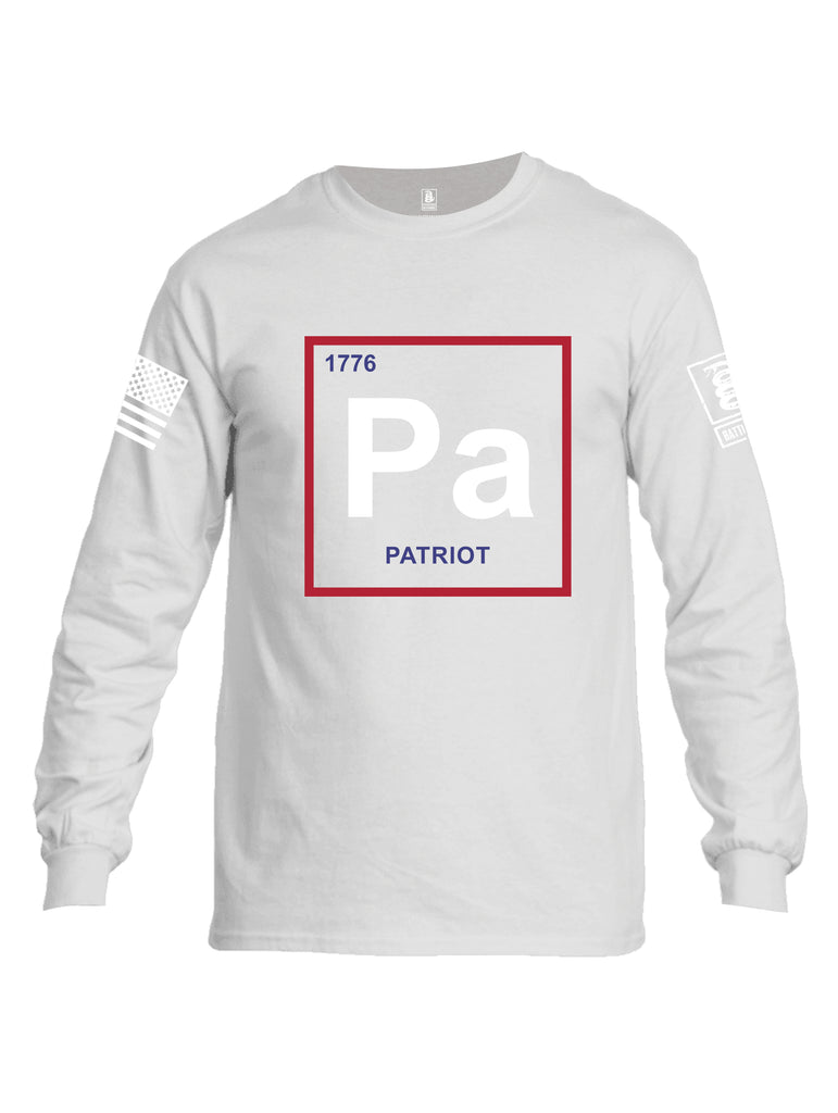 Battleraddle Periodic Table PA 1776 Patriotic White Sleeve Print Mens Cotton Long Sleeve Crew Neck T Shirt