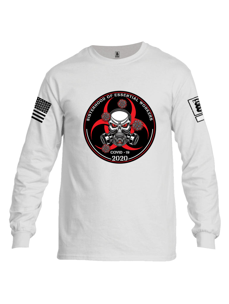 Battleraddle Sisterhood Of Essential Workers COVID 19 2020 Black Sleeve Print Mens Cotton Long Sleeve Crew Neck T Shirt