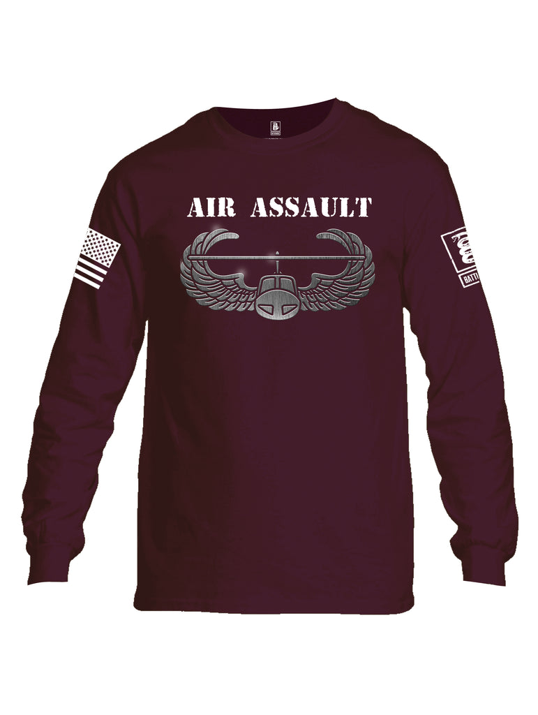 Battleraddle Air Assault White Sleeve Print Mens Cotton Long Sleeve Crew Neck T Shirt