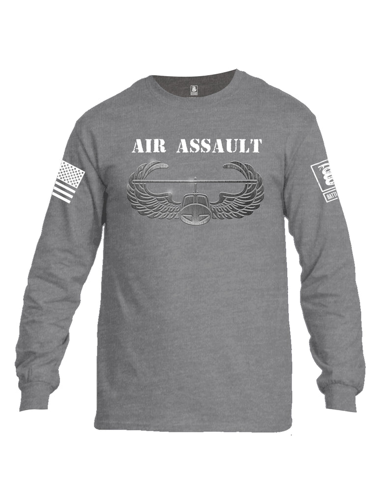 Battleraddle Air Assault White Sleeve Print Mens Cotton Long Sleeve Crew Neck T Shirt