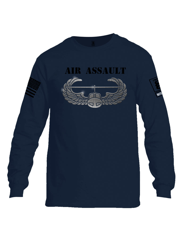 Battleraddle Air Assault Black Sleeve Print Mens Cotton Long Sleeve Crew Neck T Shirt
