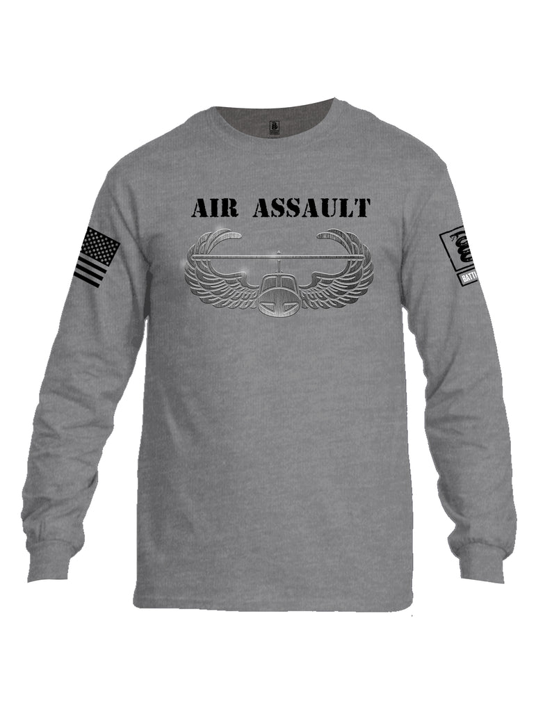 Battleraddle Air Assault Black Sleeve Print Mens Cotton Long Sleeve Crew Neck T Shirt