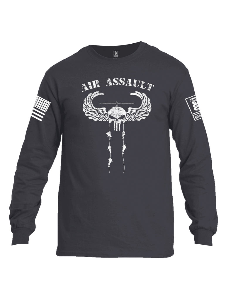Battleraddle Air Assault Expounder White Sleeve Print Mens Cotton Long Sleeve Crew Neck T Shirt