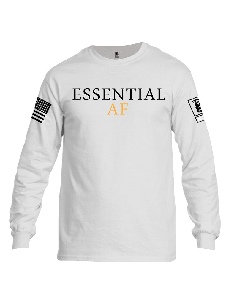 Battleraddle Essential AF White Sleeve Print Mens Cotton Long Sleeve Crew Neck T Shirt