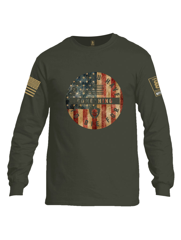 Battleraddle Now You Have Something To Die For Brass Sleeve Print Mens Cotton Long Sleeve Crew Neck T Shirt