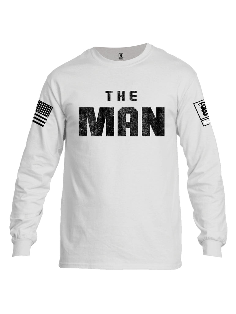 Battleraddle The Man Black Sleeve Print Mens Cotton Long Sleeve Crew Neck T Shirt