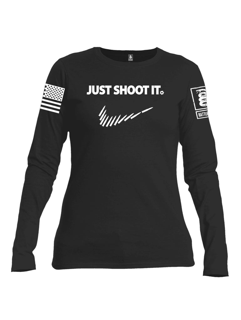 Battleraddle Just Shoot It Women Cotton Crew Neck Long Sleeve T Shirt