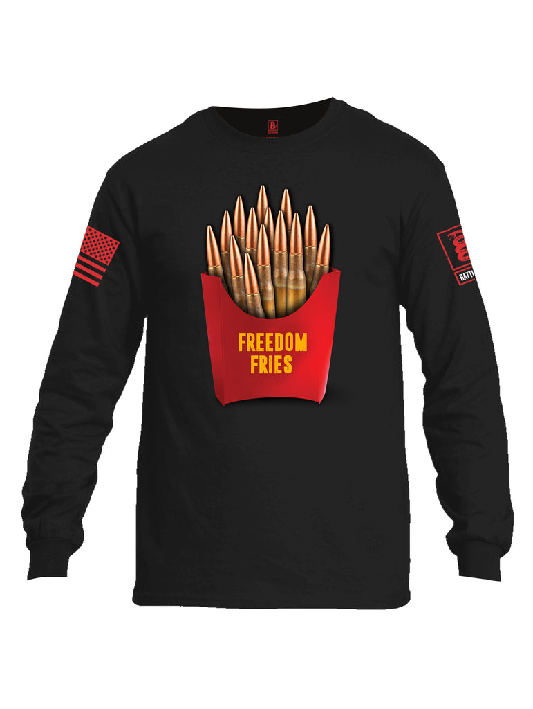 Battleraddle Freedom Fries Men Cotton Crew Neck Long Sleeve T Shirt