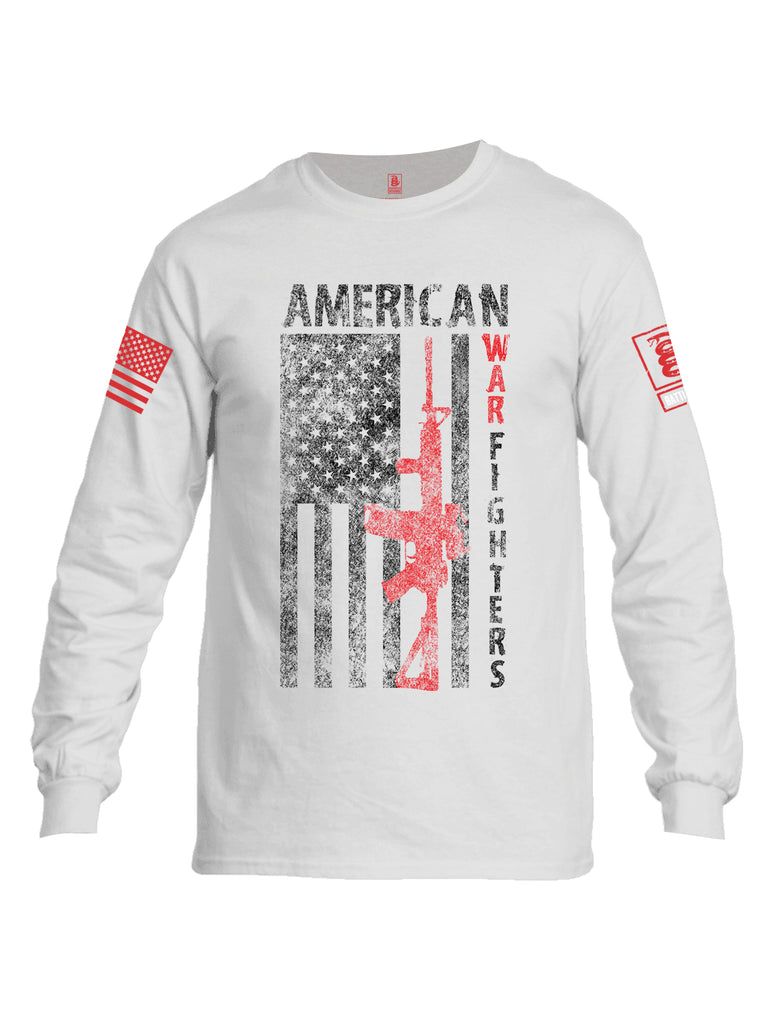 Battleraddle American War Fighters Red Sleeve Print Mens Cotton Long Sleeve Crew Neck T Shirt