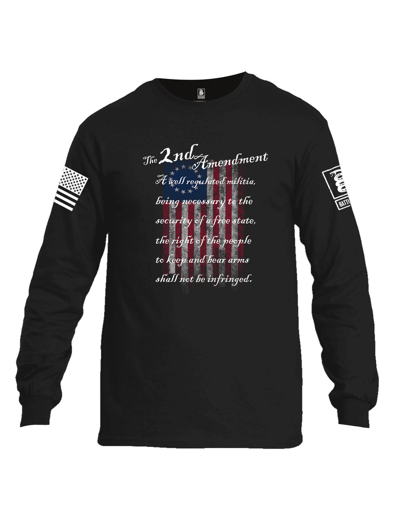 Battleraddle The 2nd Amendment 13 Colonies White Sleeve Print Mens Cotton Long Sleeve Crew Neck T Shirt