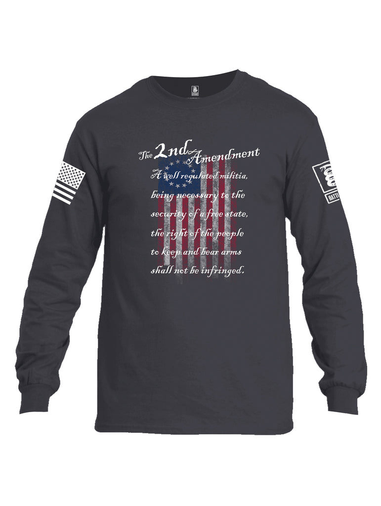 Battleraddle The 2nd Amendment 13 Colonies White Sleeve Print Mens Cotton Long Sleeve Crew Neck T Shirt