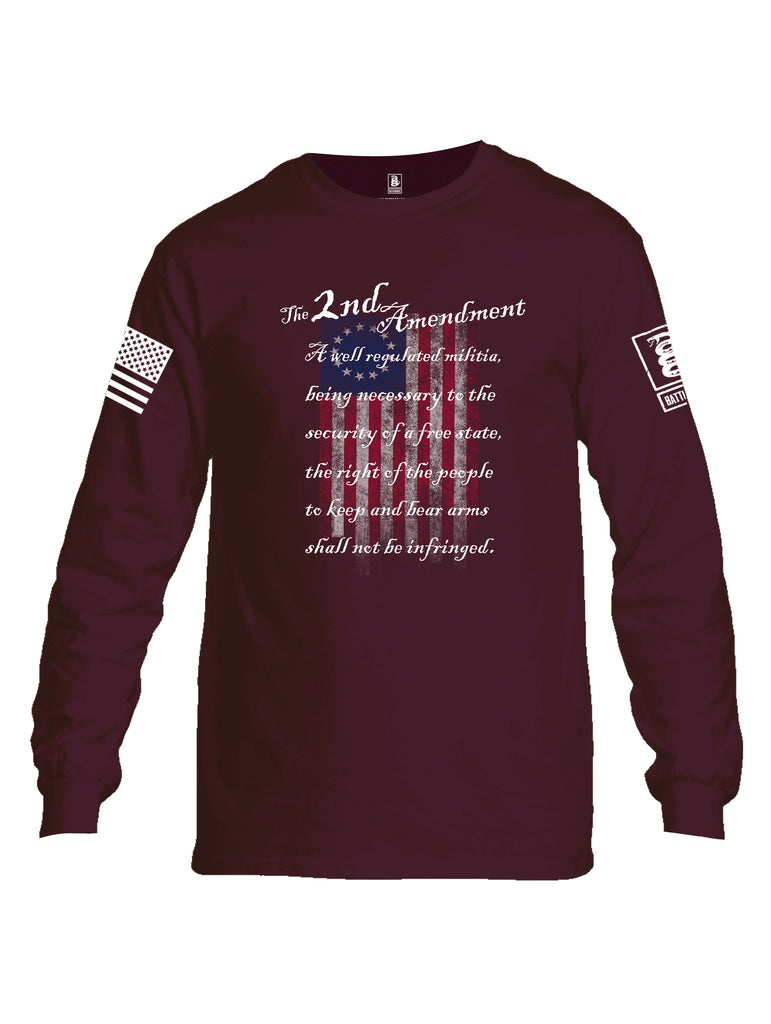 Battleraddle The 2nd Amendment 13 Colonies White Sleeve Print Mens Cotton Long Sleeve Crew Neck T Shirt