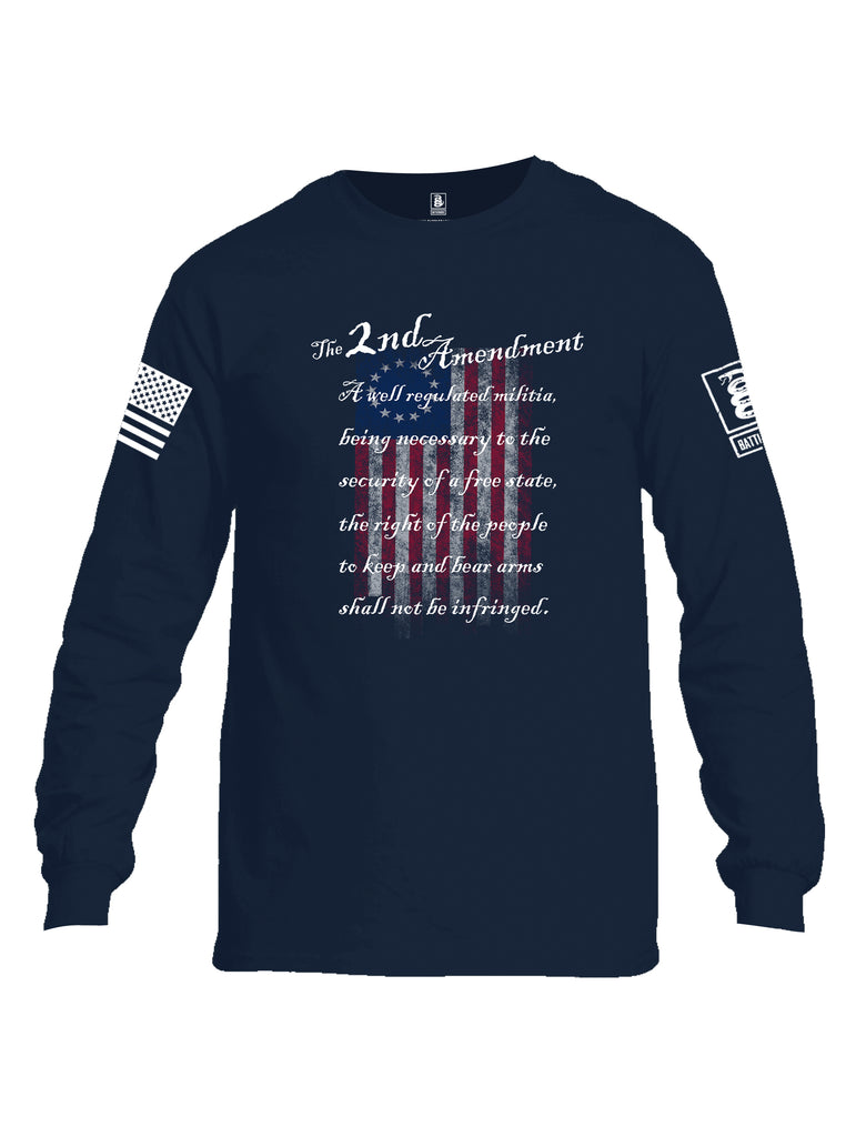 Battleraddle The 2nd Amendment 13 Colonies White Sleeve Print Mens Cotton Long Sleeve Crew Neck T Shirt