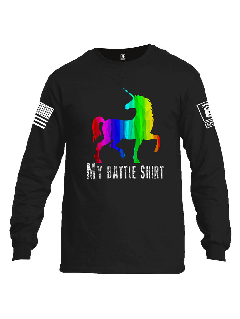 Battleraddle My Battle Shirt White Sleeve Print Mens Cotton Long Sleeve Crew Neck T Shirt
