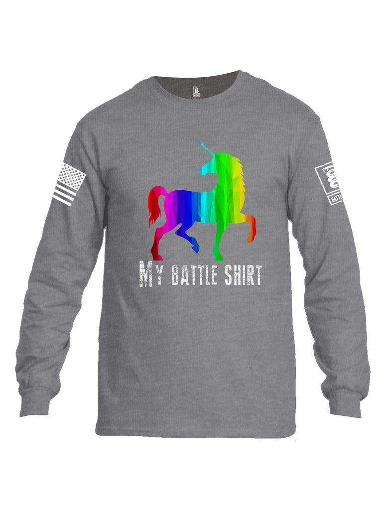 Battleraddle My Battle Shirt White Sleeve Print Mens Cotton Long Sleeve Crew Neck T Shirt