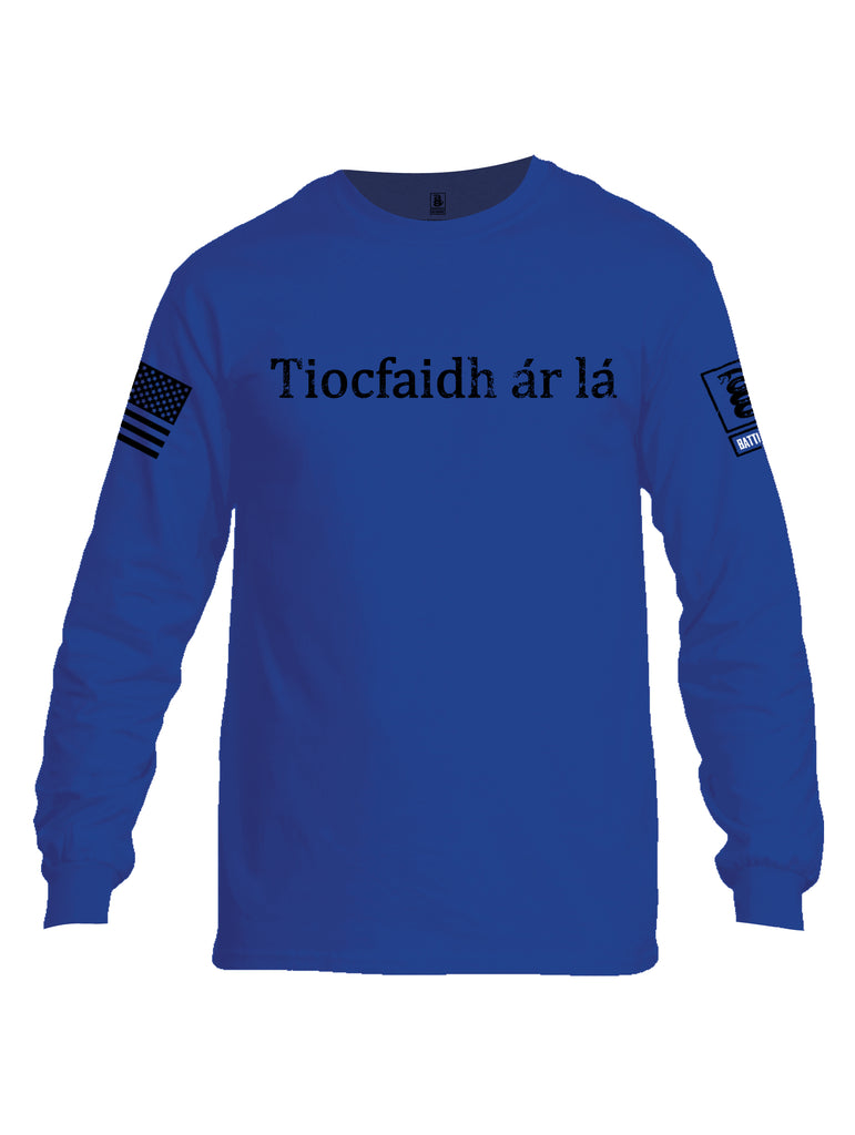 Battleraddle Tiocfaidh ar la Black Sleeve Print Mens Cotton Long Sleeve Crew Neck T Shirt