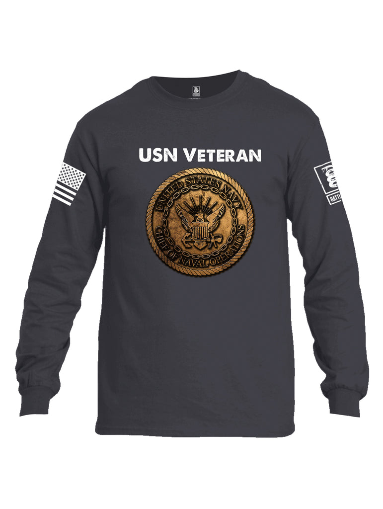 Battleraddle USN Veteran Chief Of Naval Operations White Sleeve Print Mens Cotton Long Sleeve Crew Neck T Shirt