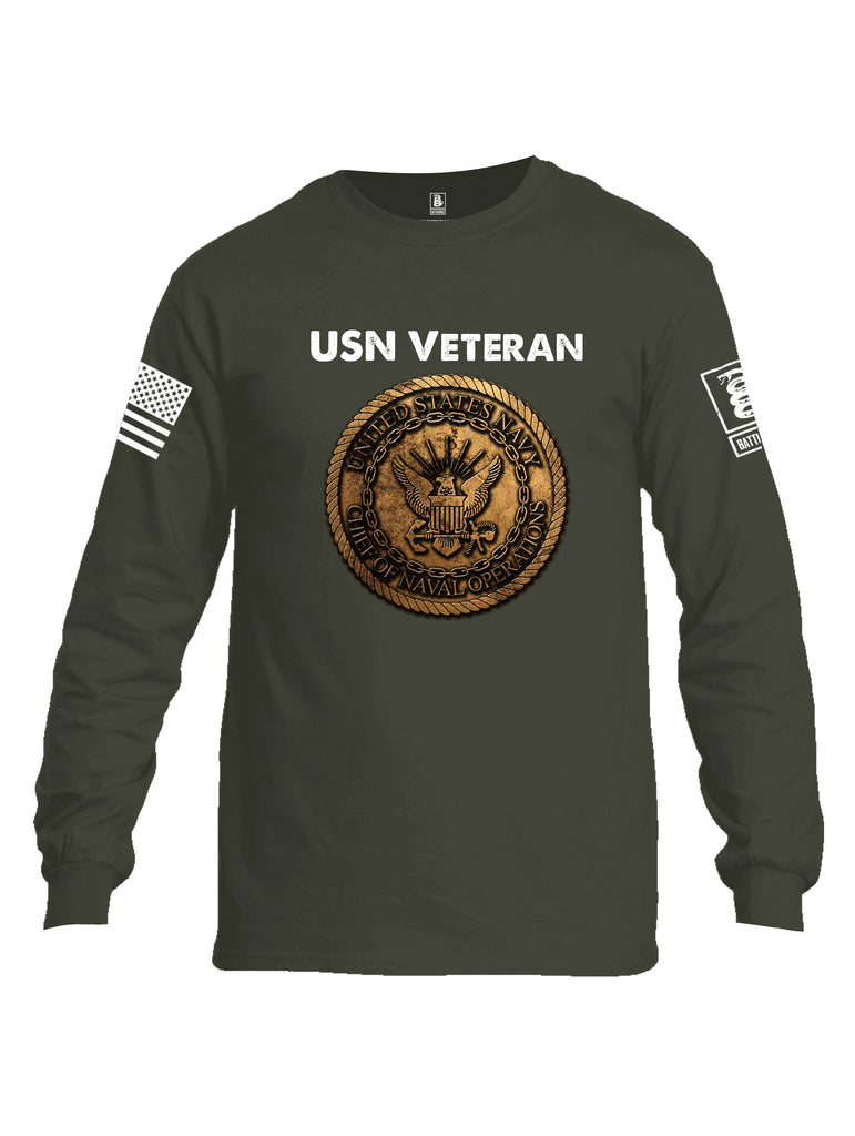 Battleraddle USN Veteran Chief Of Naval Operations White Sleeve Print Mens Cotton Long Sleeve Crew Neck T Shirt
