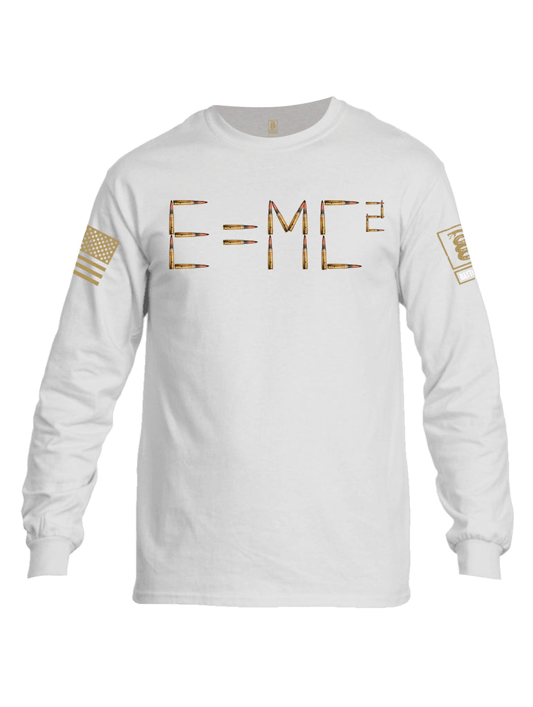 Battleraddle E=MC2 Brass Sleeve Print Mens Cotton Long Sleeve Crew Neck T Shirt